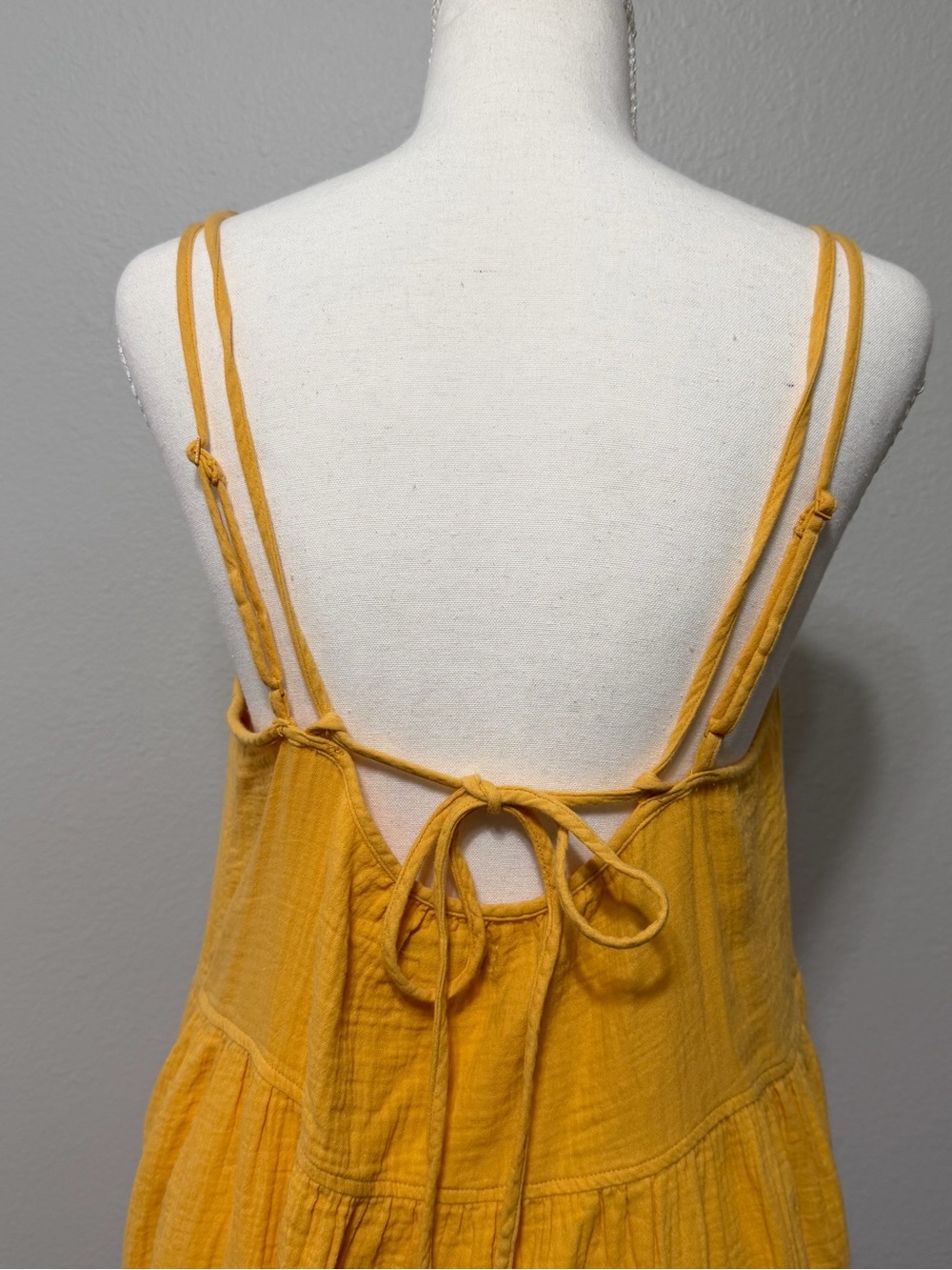 Free Assembly Maxi/Midi Dress Medium Marigold Yellow Cotton Gauze Sundress - Picture 6 of 15